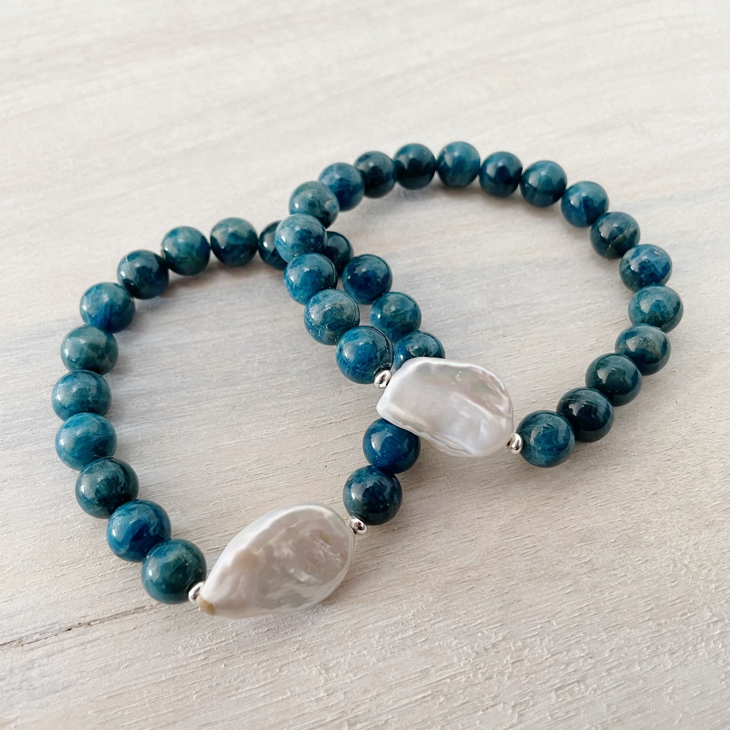 Apatite and Pearl Bracelet
