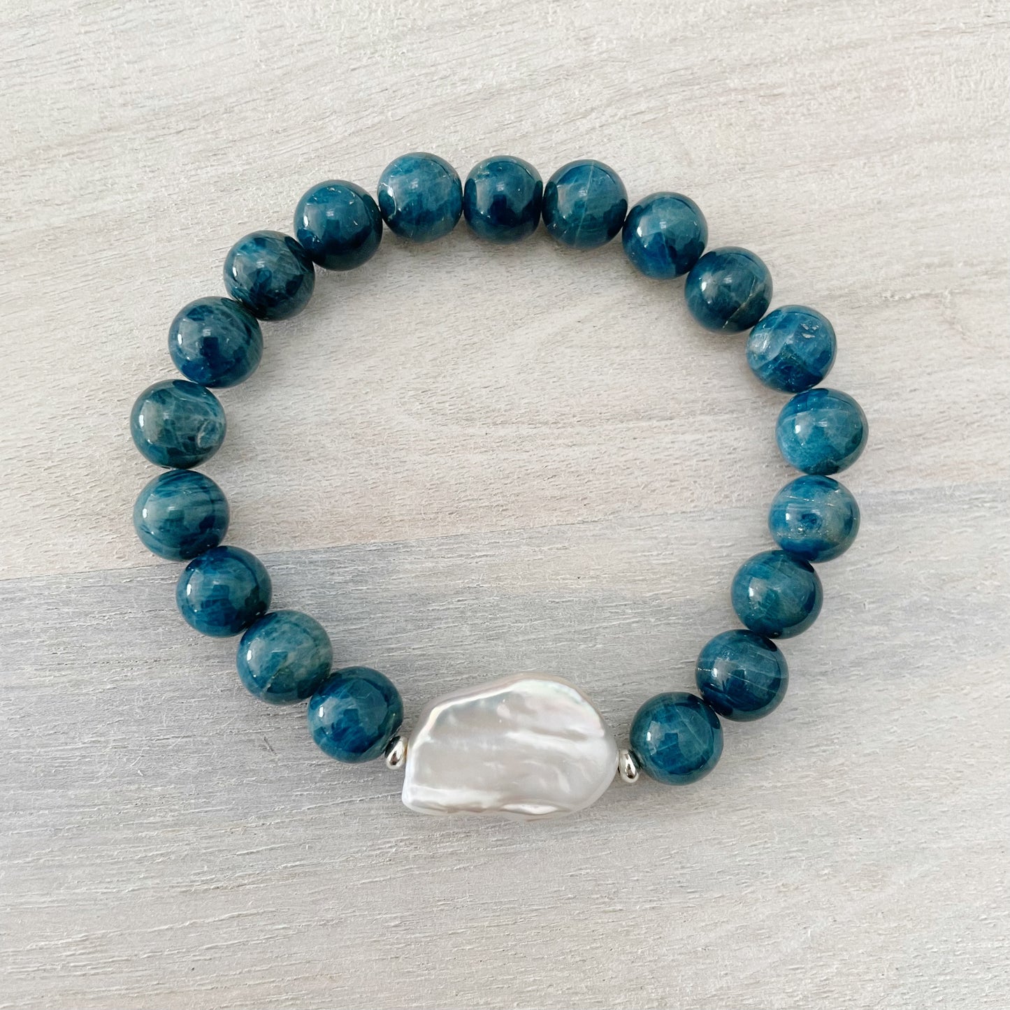 Apatite and Pearl Bracelet