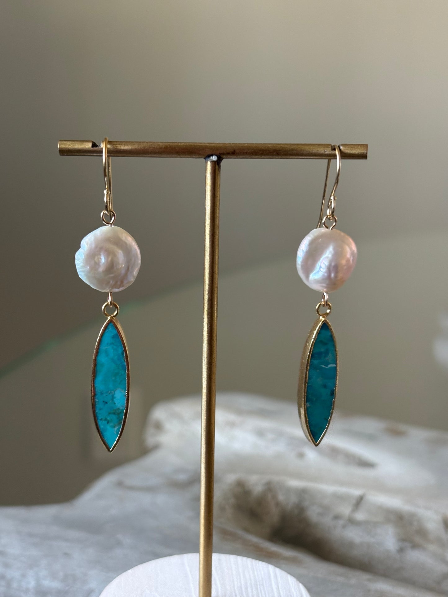 Turquoise & Pearl Earrings