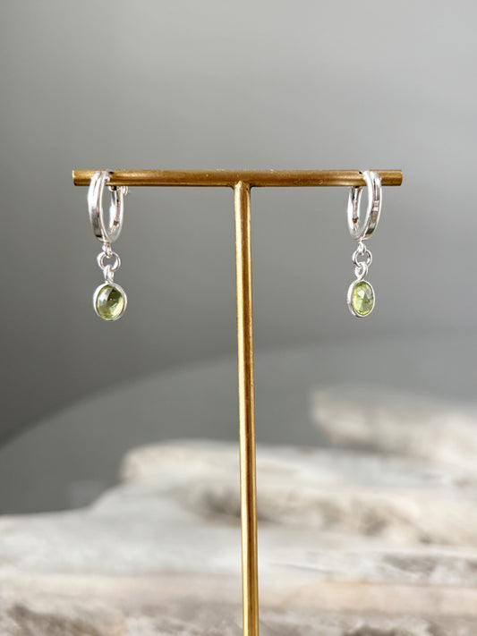 Peridot Sterling Hoop Earrings