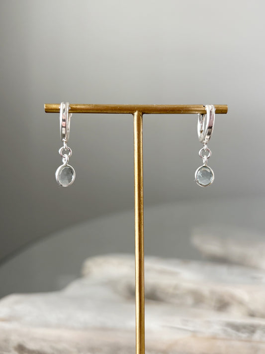 Aquamarine Sterling Hoop Earrings