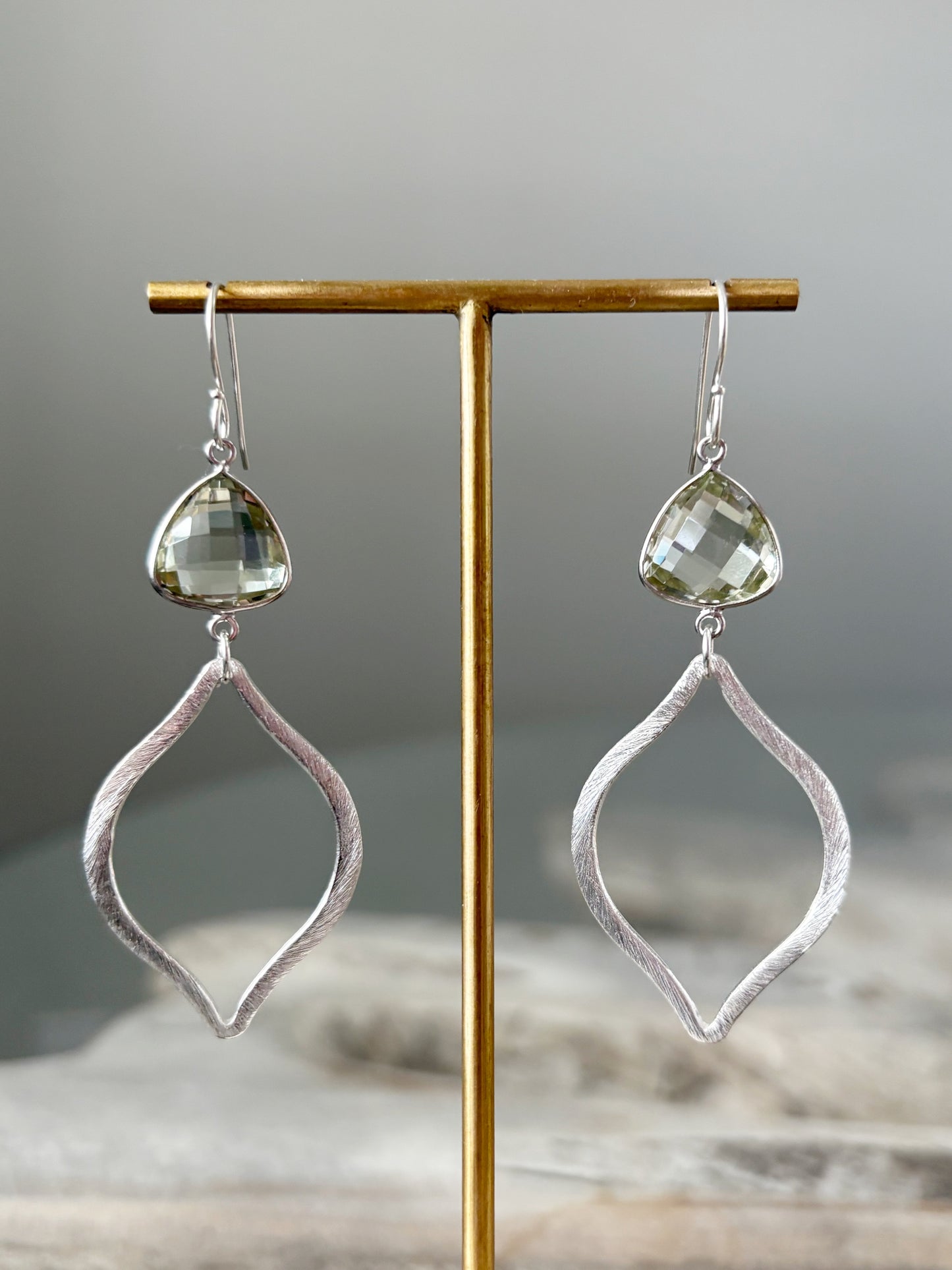 Prasiolite Silver Marquise Earrings