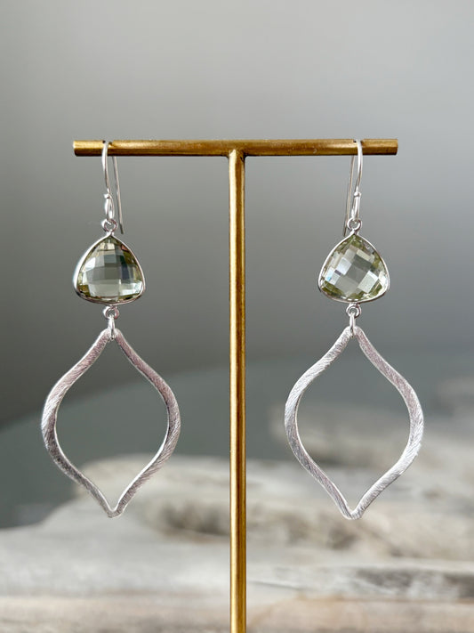 Prasiolite Silver Marquise Earrings