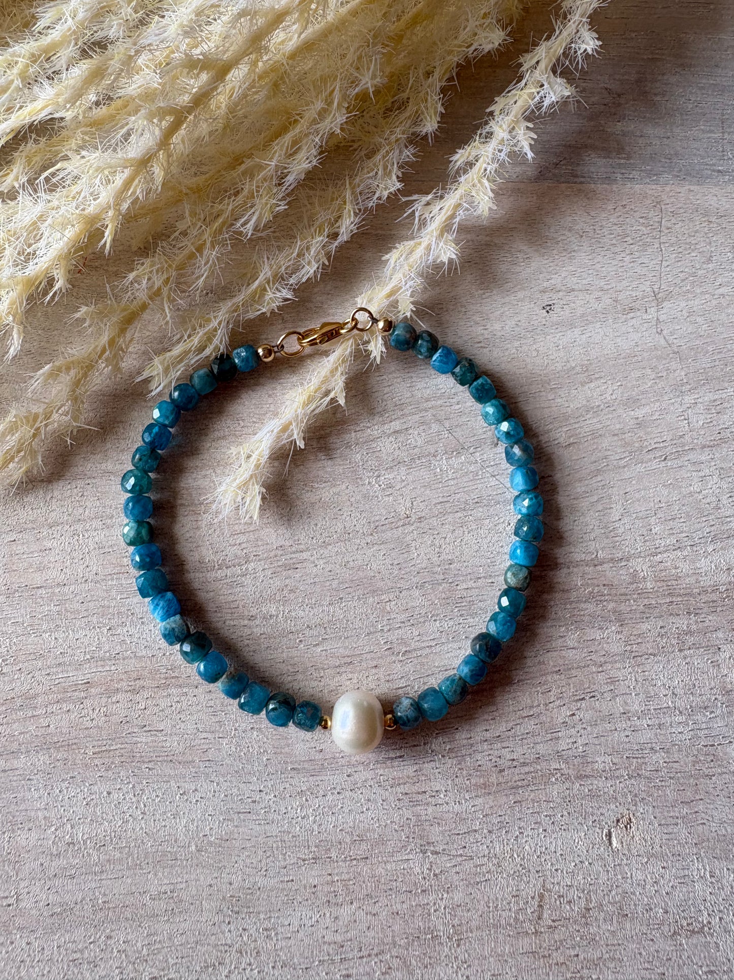 Dark Apatite and Pearl Bracelet