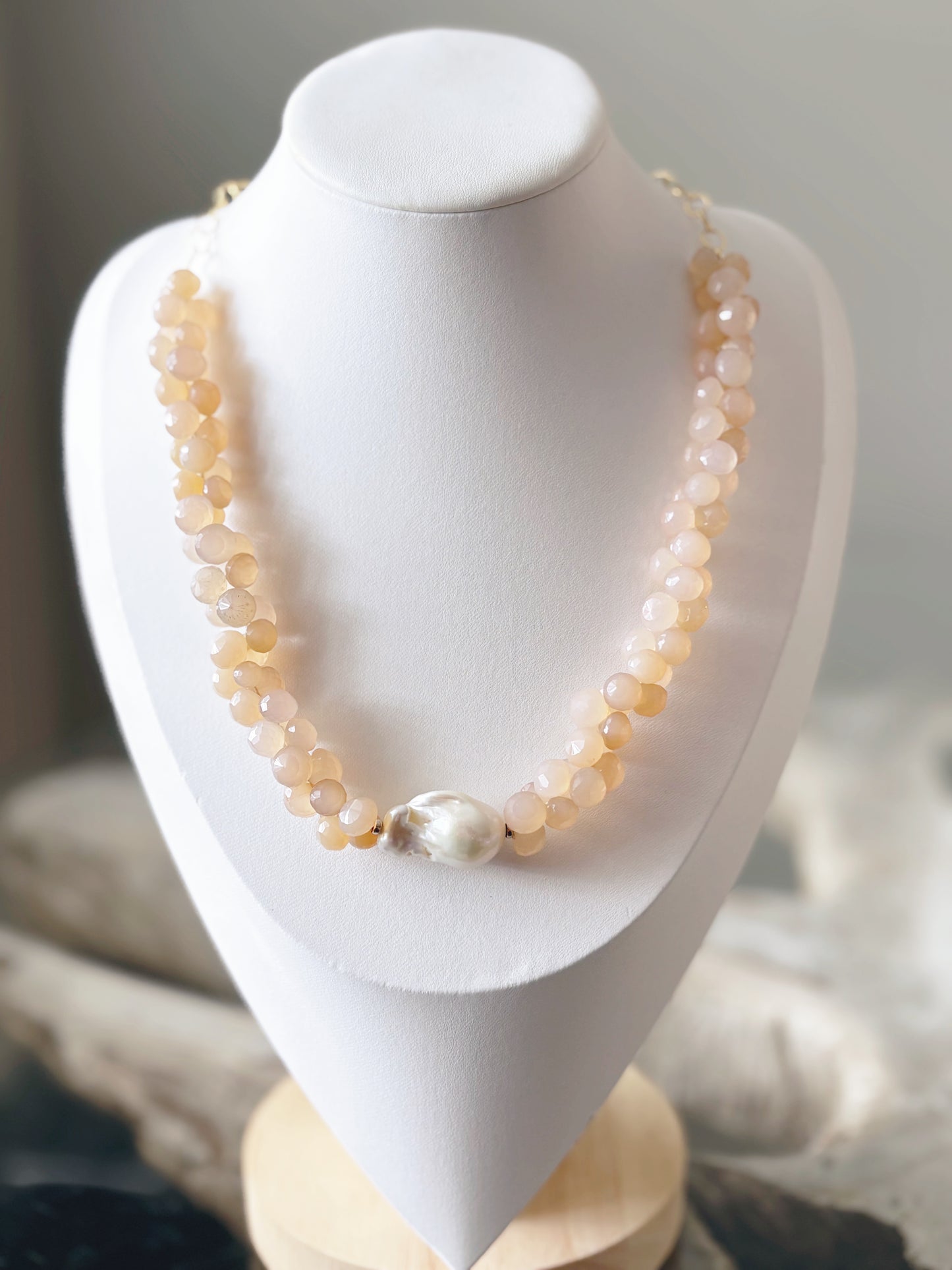 Chalcedony and Pearl Necklace