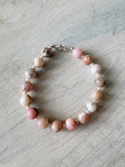 Pink Opal and Pearl Bracelet