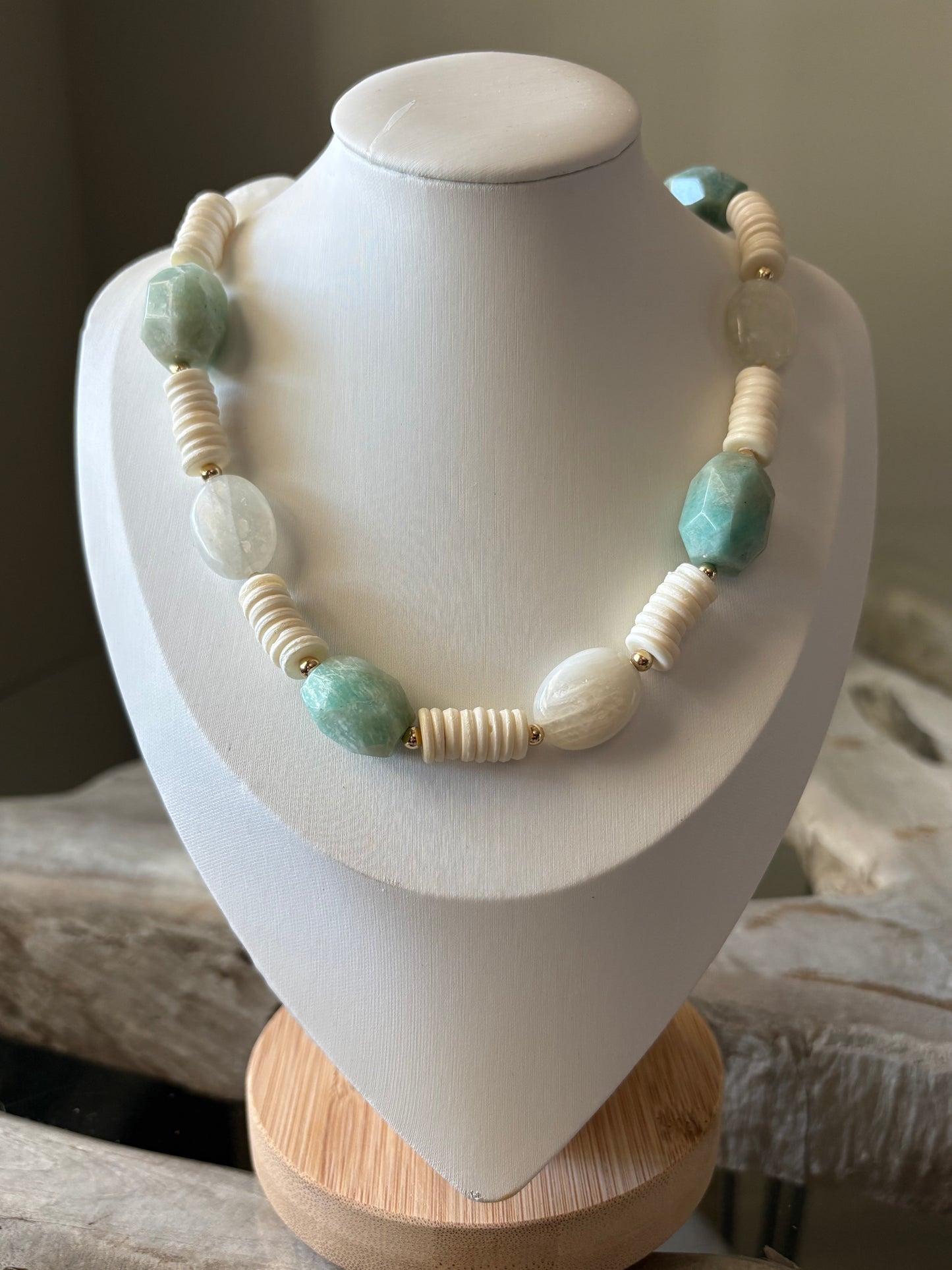 Resin, Amazonite and Selenite Necklace