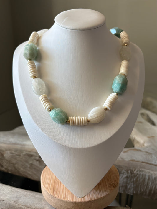 Resin, Amazonite and Selenite Necklace