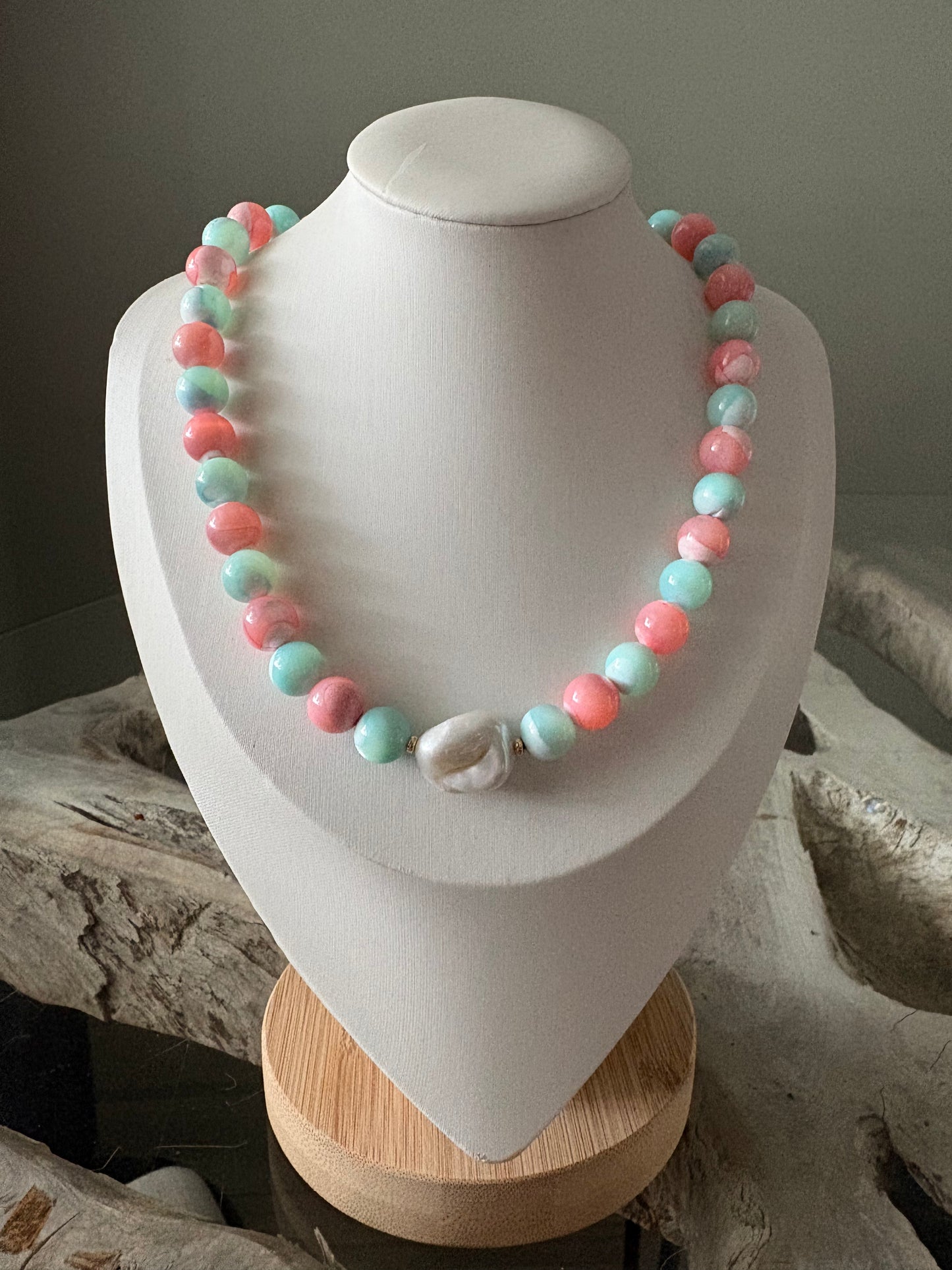 Pink and Blue Mother of Pearl Necklace