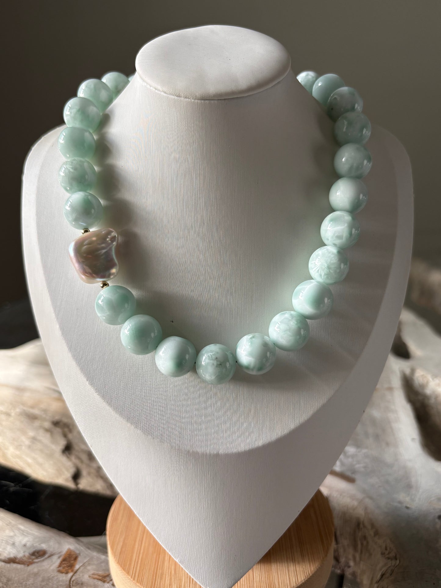 Green Moonstone and Pearl