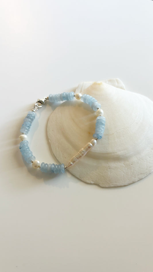 Pale Blue and Pearl Bracelet