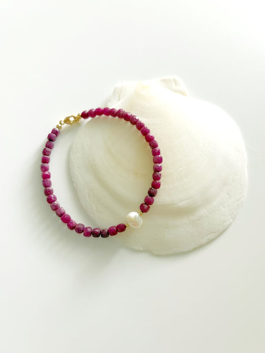 Ruby and Pearl Bracelet
