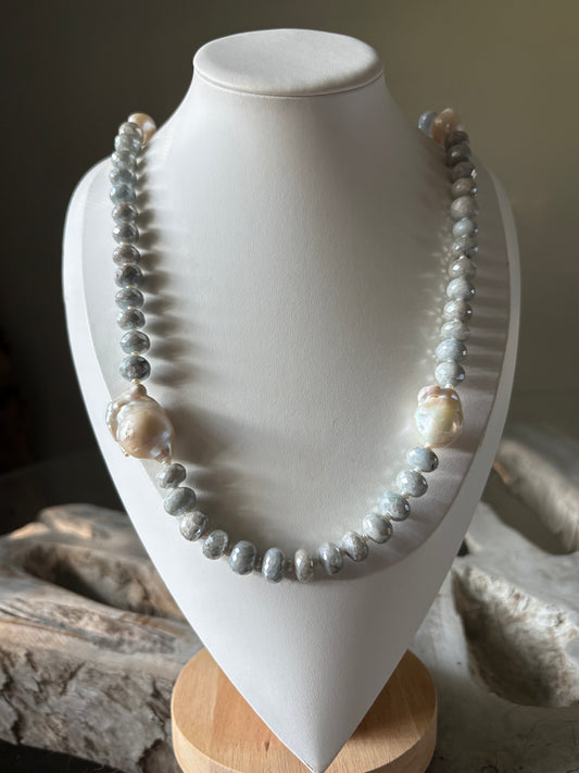 Aquamarine and Pearl Necklace