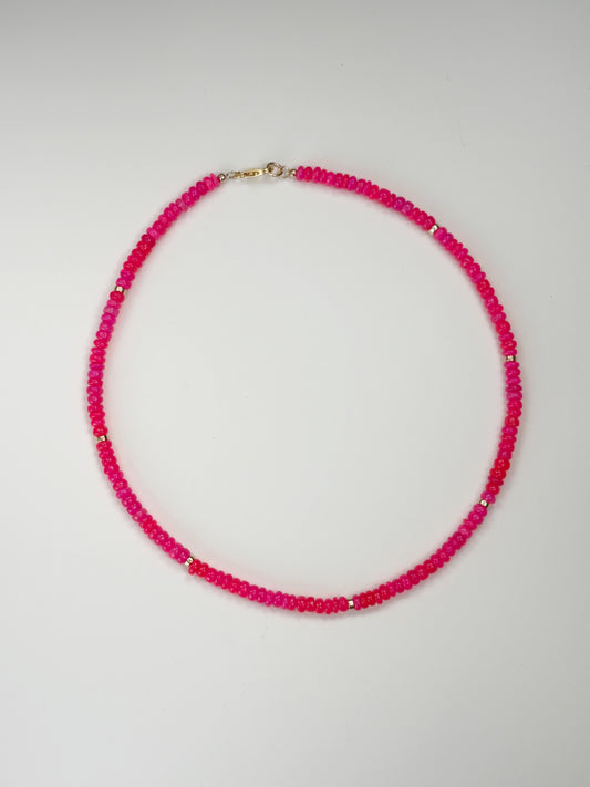 Pink Ethiopian Opal and Gold Necklace