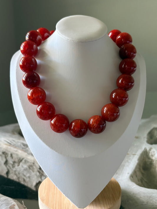 Chunky Red Agate Necklace