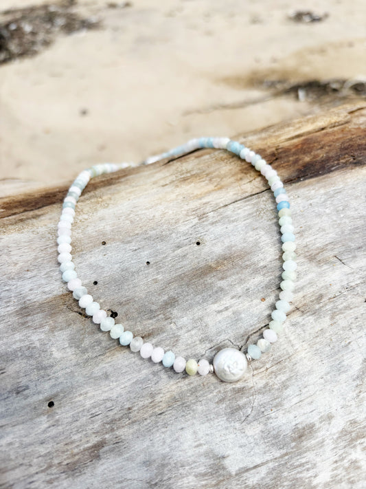Morganite and Pearl Necklace