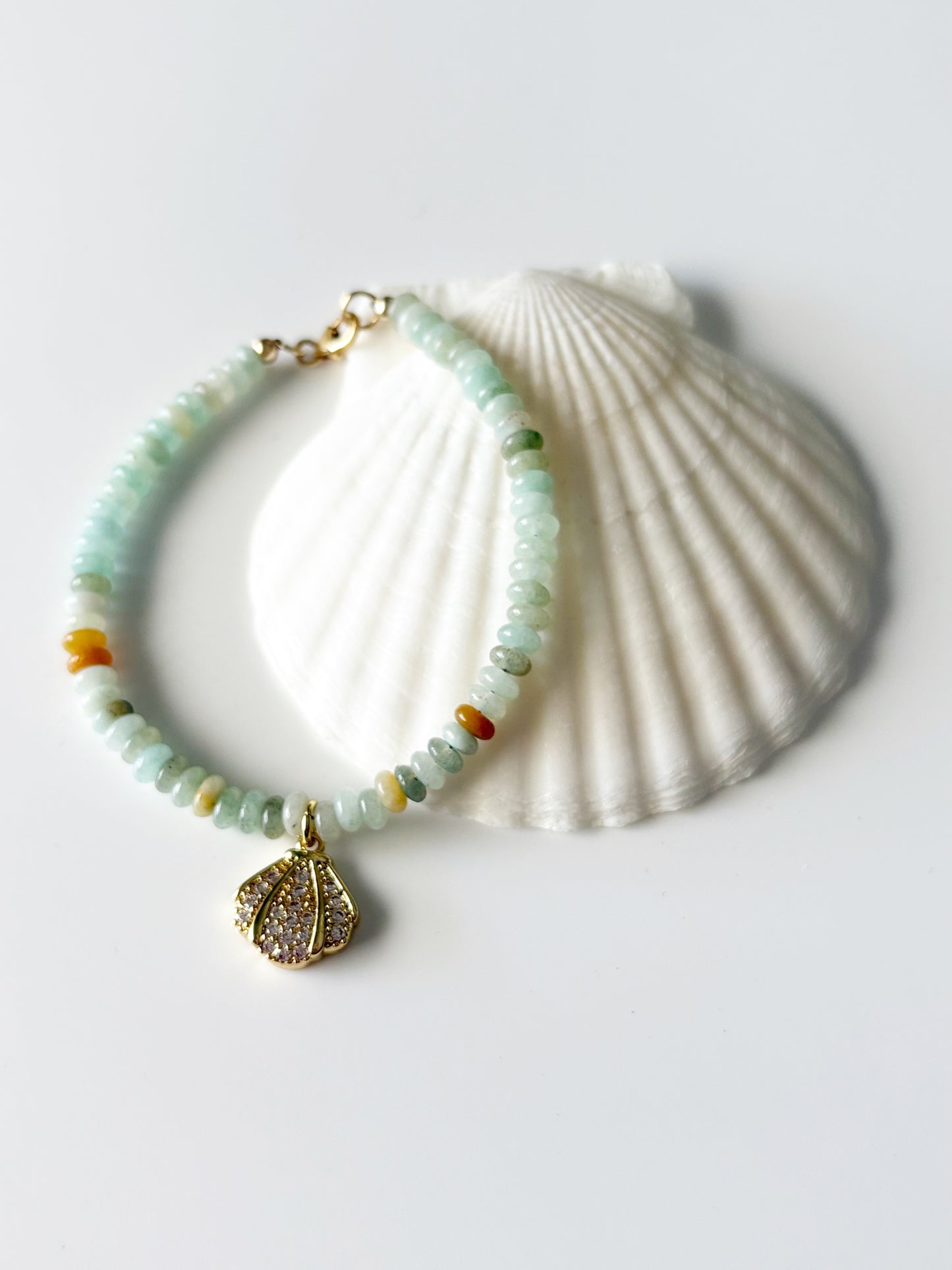 Amazonite and Shell Bracelet