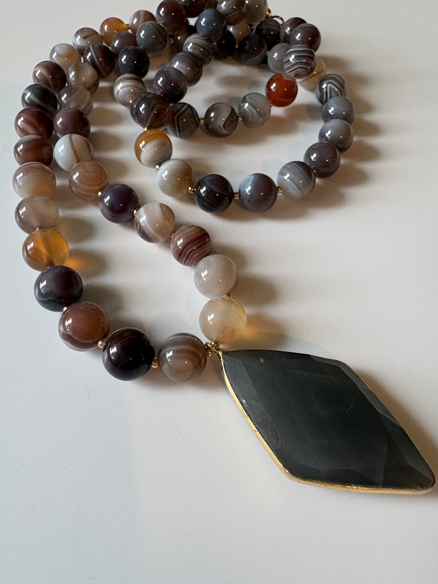 Long Botswana Agate Necklace
