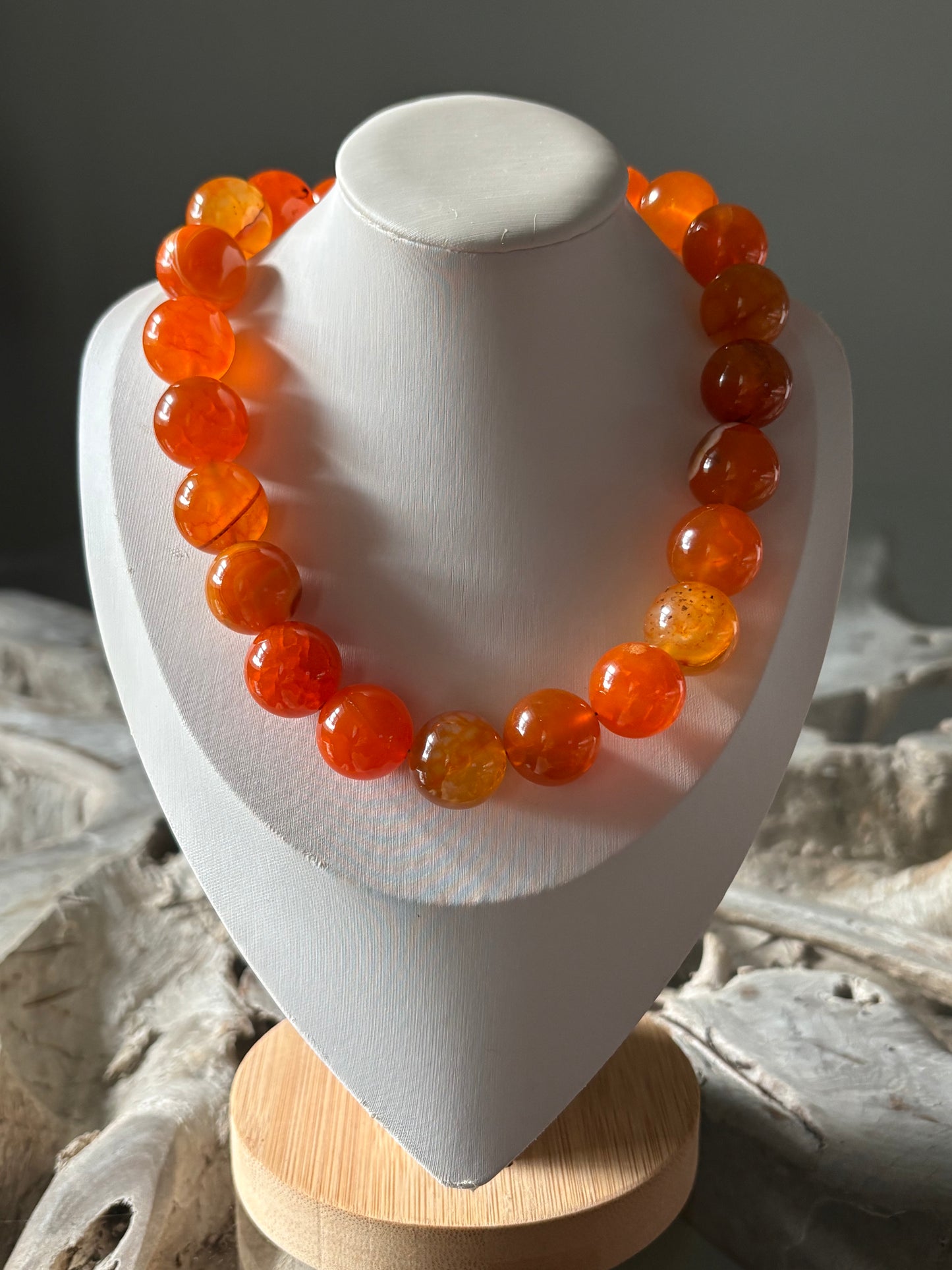 Orange Dragon Vein Agate Necklace