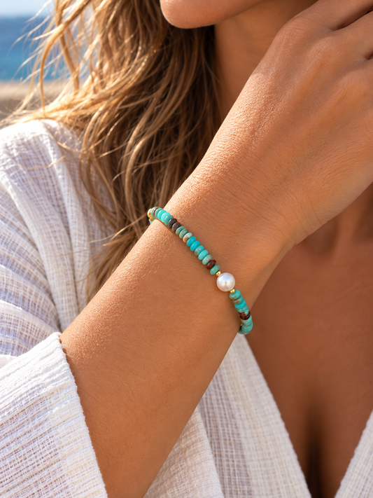 Agalmotite and Pearl Bracelet