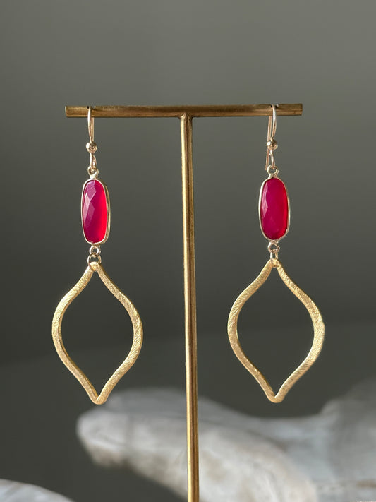 Berry Chalcedony Marquise Earrings