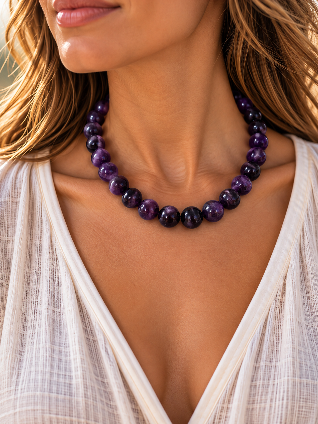 14mm Amethyst Necklace