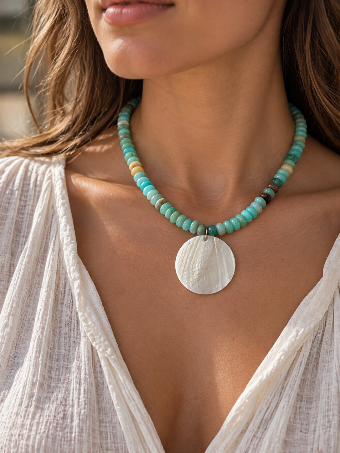 Amazonite and Mother of Pearl Necklace