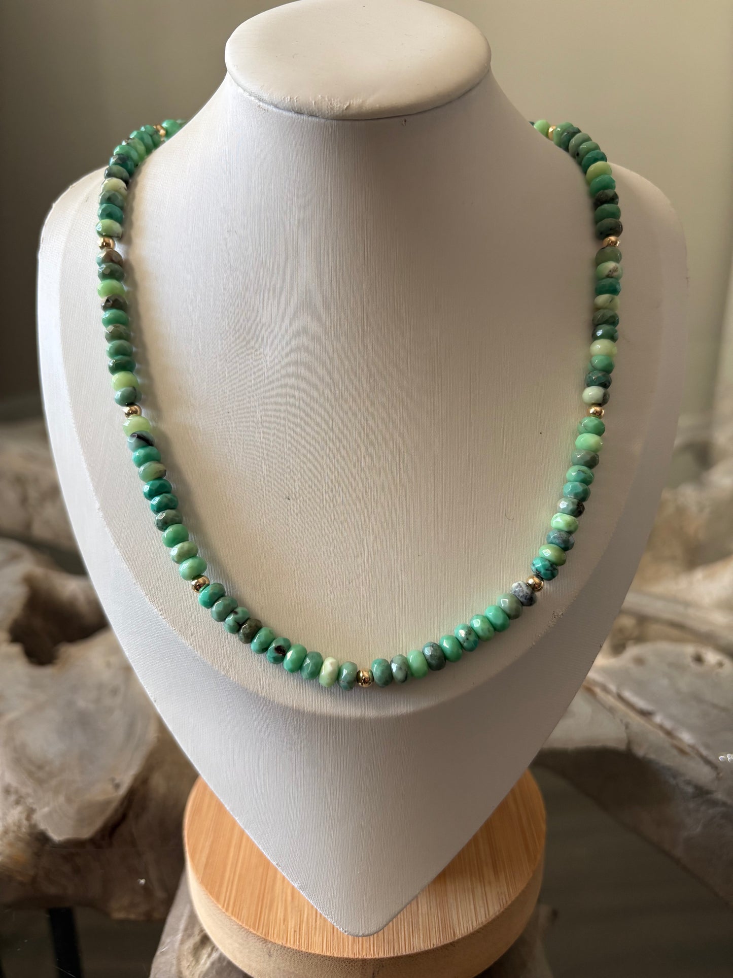 Chrysoprase Gold Necklace