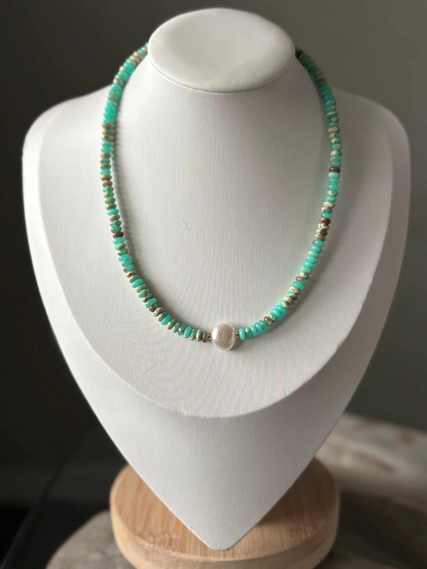 Agalmatolite Pearl Necklace