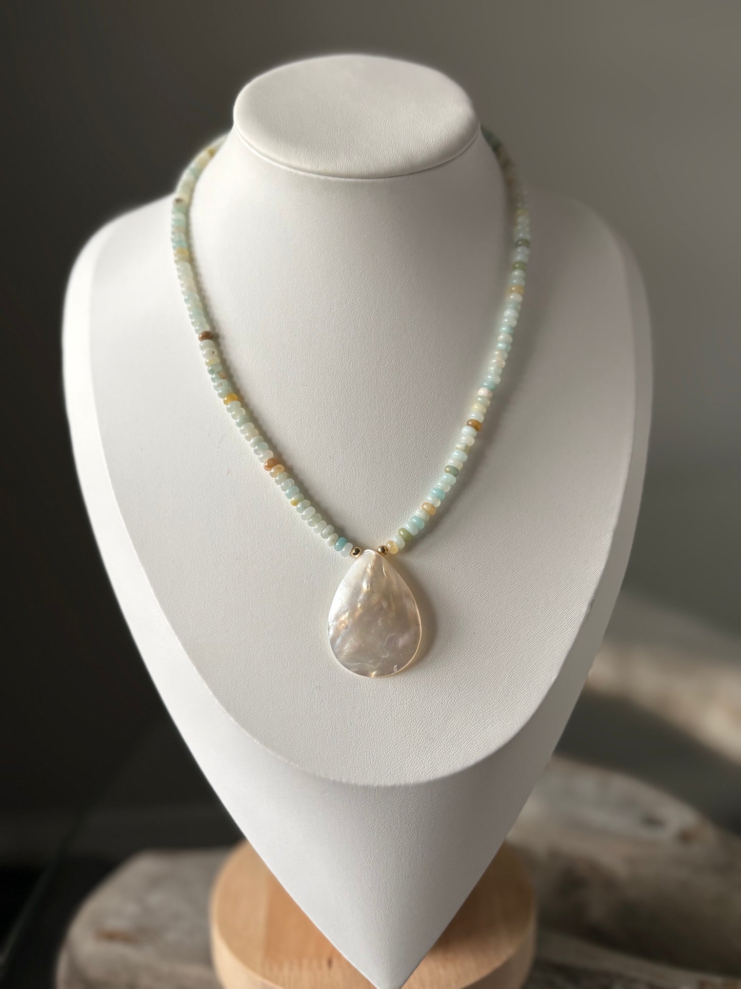 Amazonite and Mother of Pearl Necklace