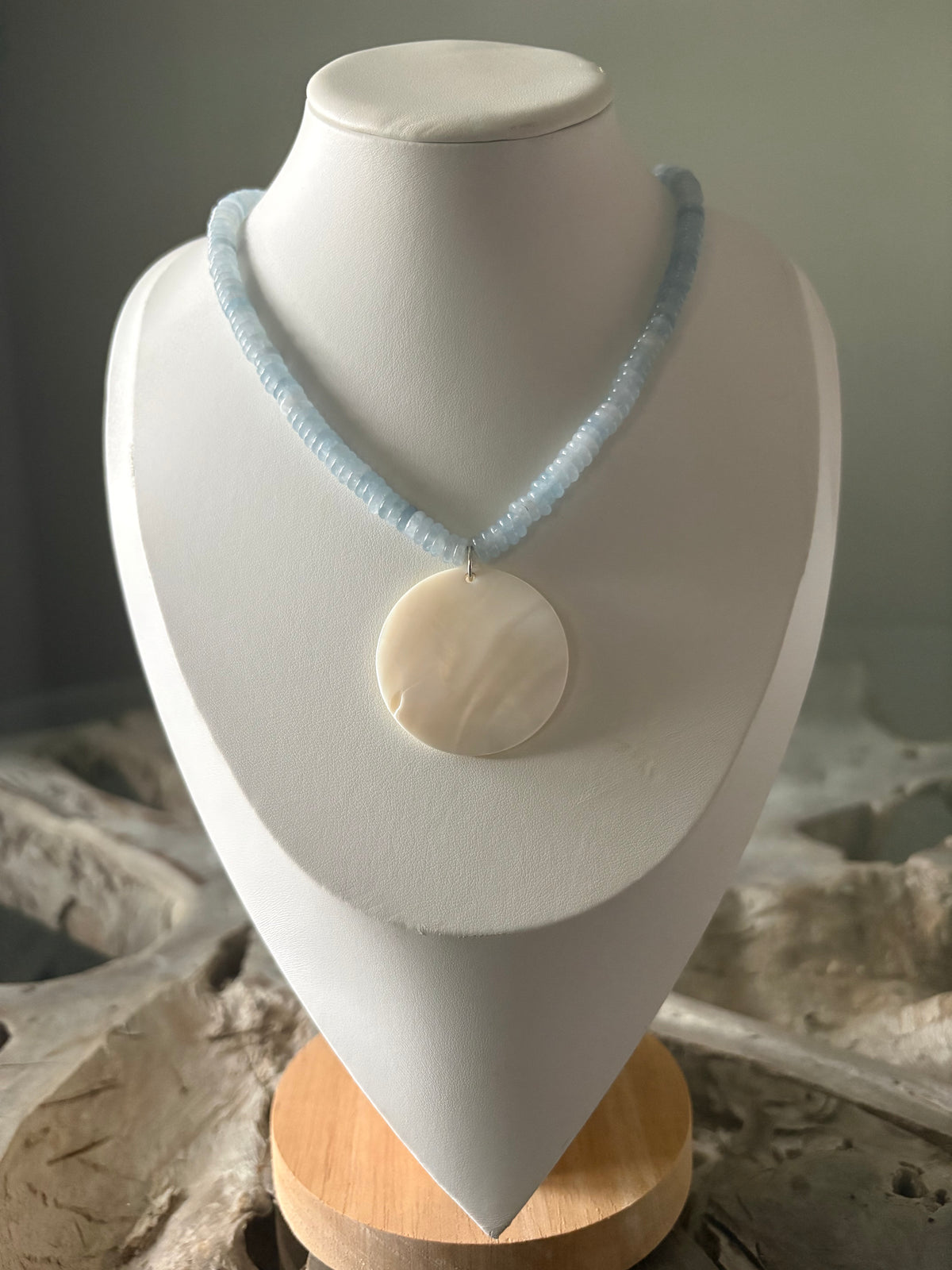 Light Aquamarine and Shell Necklace