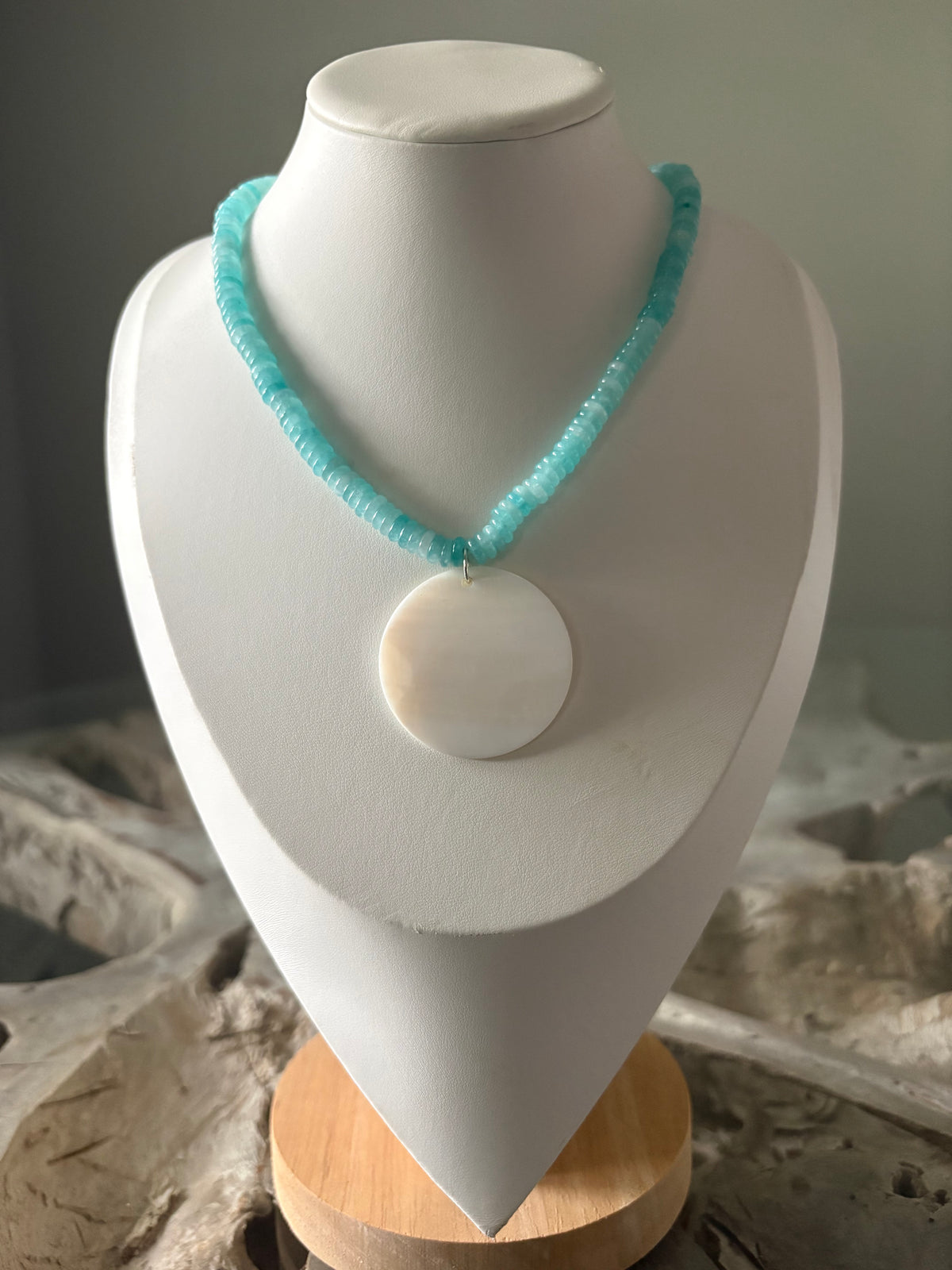 Aqua Jade Mother of Pearl Necklace