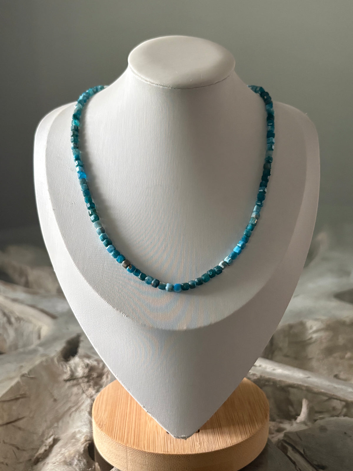 Shaded Apatite Cube Necklace