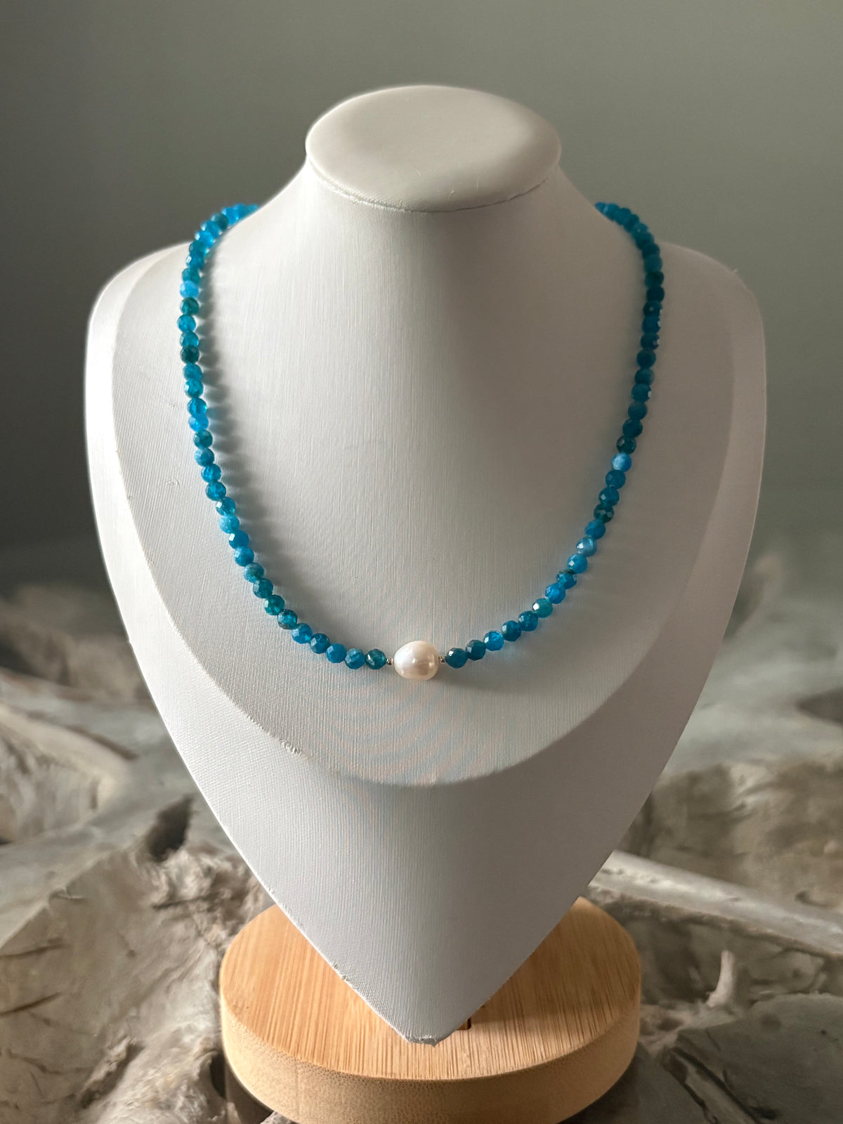 Apatite and Pearl Necklace