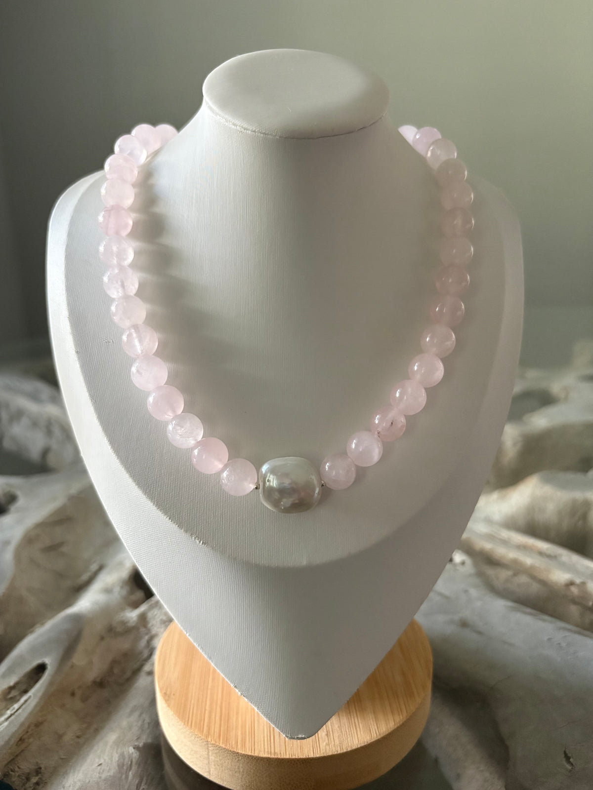 Rose Quartz and Pearl Necklace