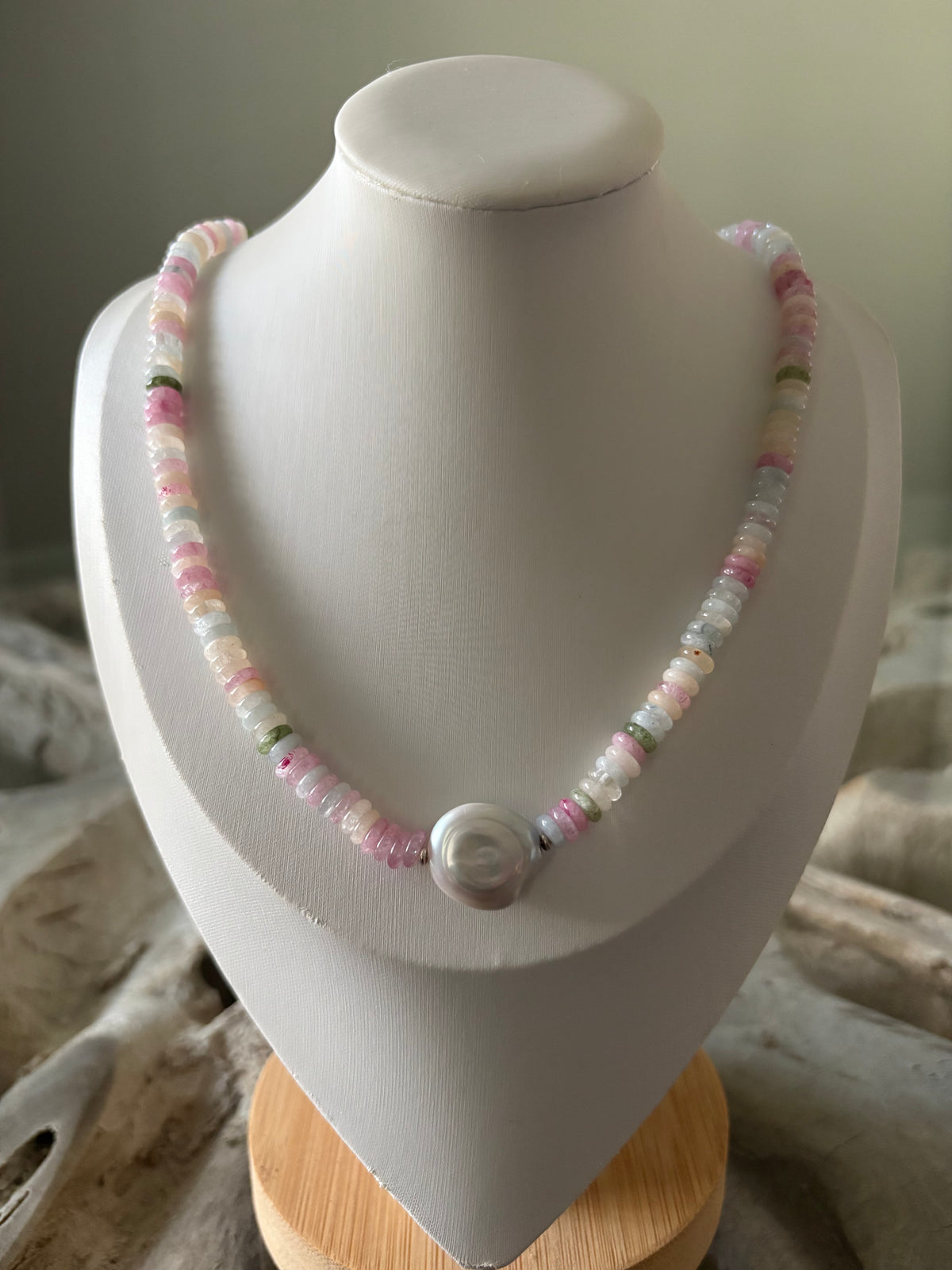 Multi Jade and Pearl Necklace