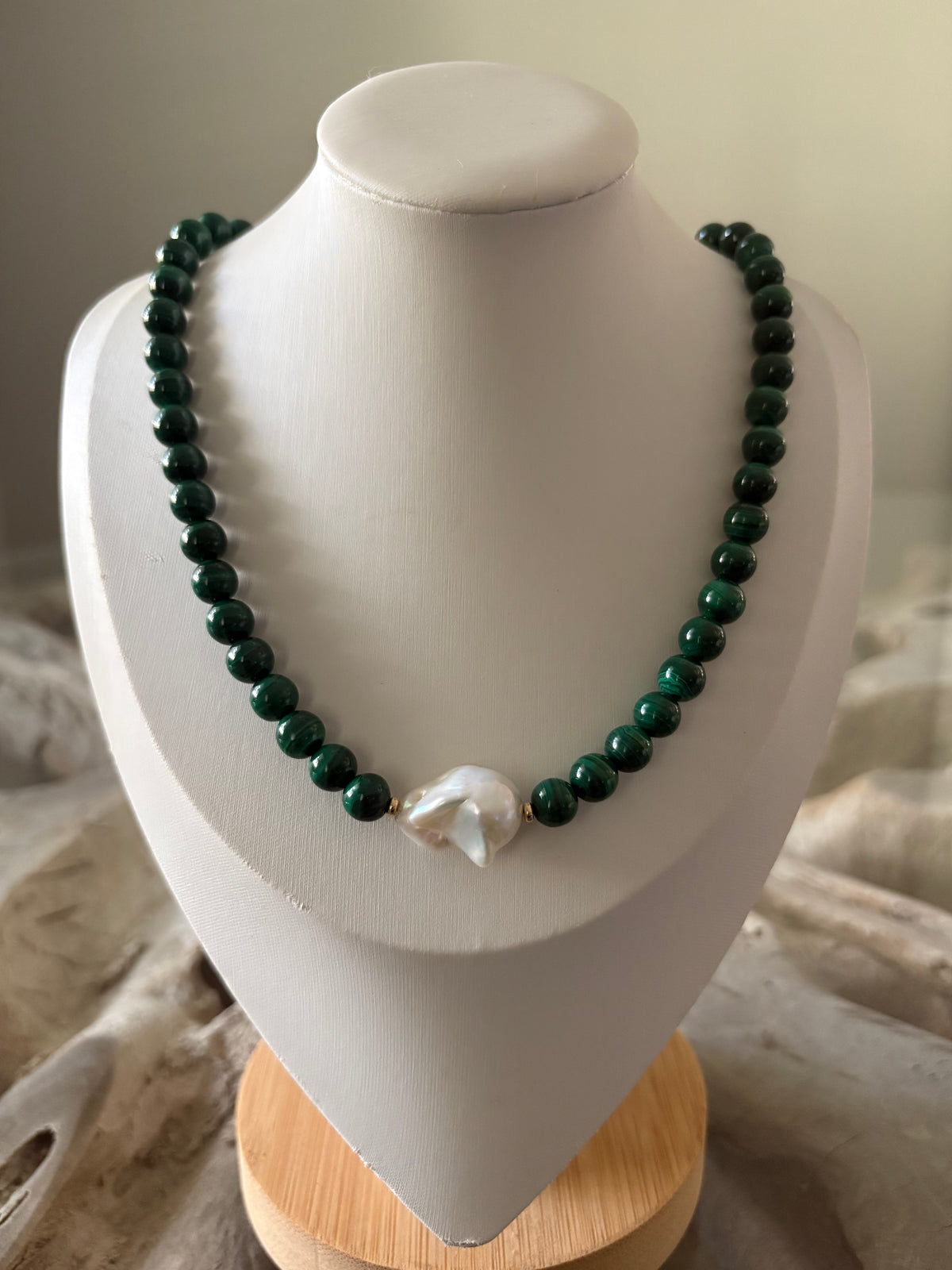 Malachite and Pearl Necklace