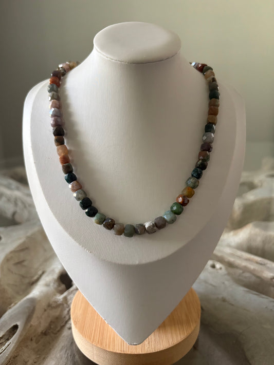 Indian Agate Cube Necklace