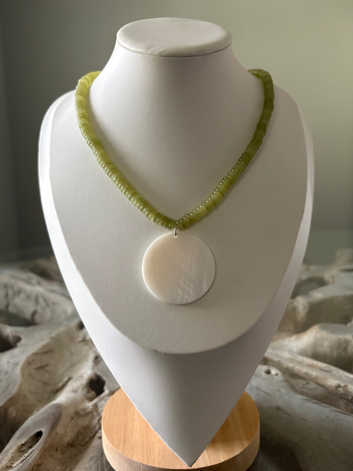 Green Jade and Shell Necklace