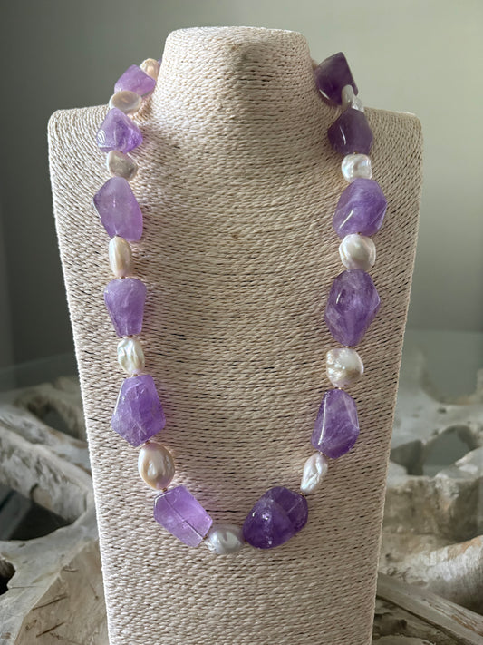 Amethyst and Pearl Necklace