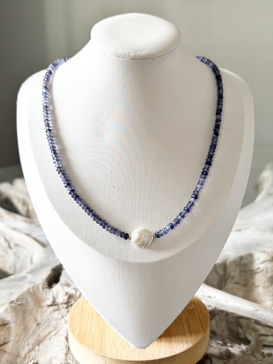 Iolite and Pearl Necklace