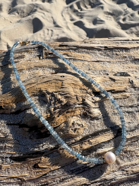 Aquamarine and Pearl Necklace