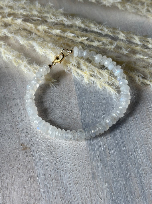 Faceted Rainbow Moonstone Bracelet