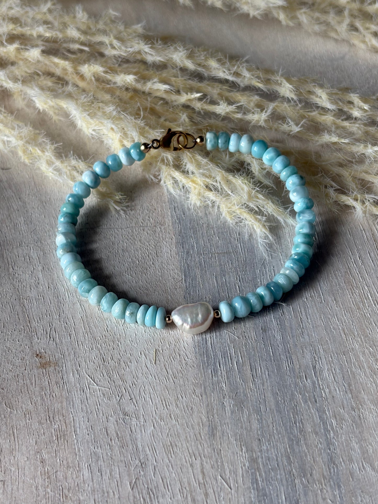 Larimar and Pearl Bracelet