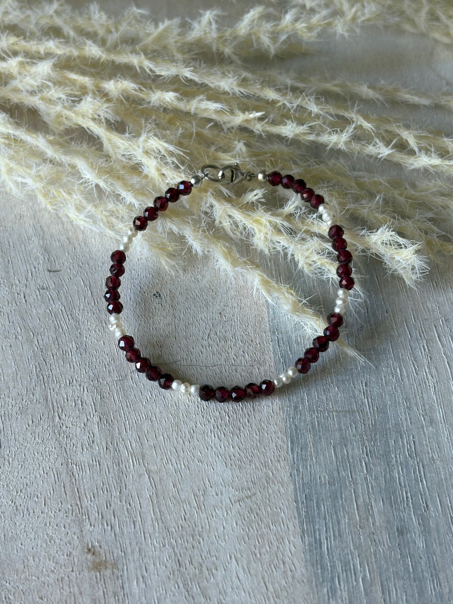 Garnet Pearl Bracelet
