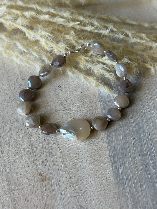 Moonstone Pearl Bracelet