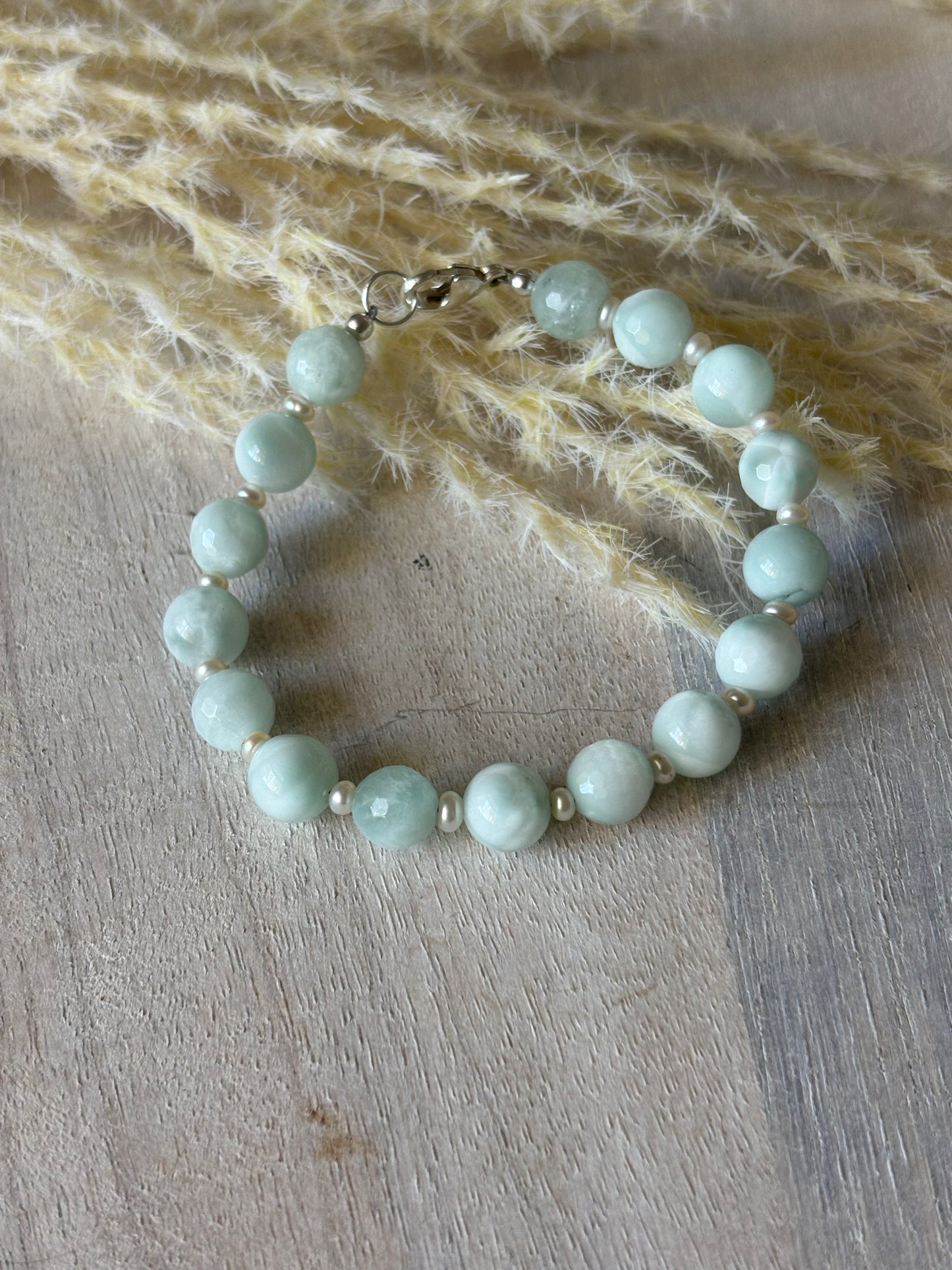 Green Moonstone Pearl Bracelet