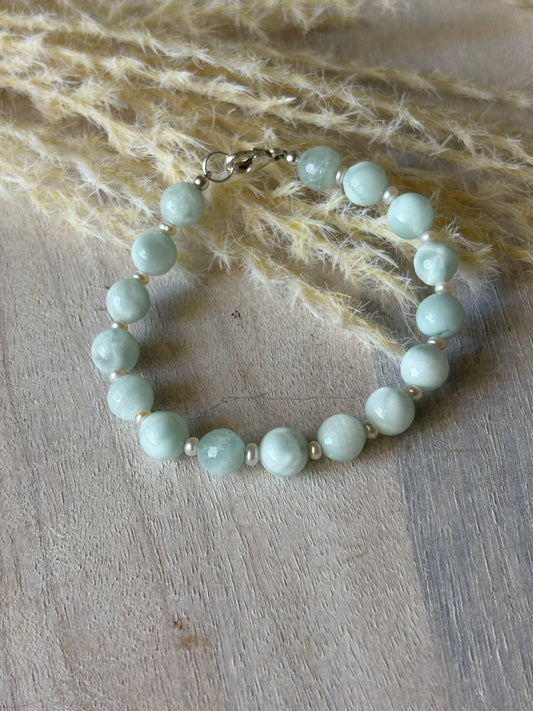 Green Moonstone Pearl Bracelet