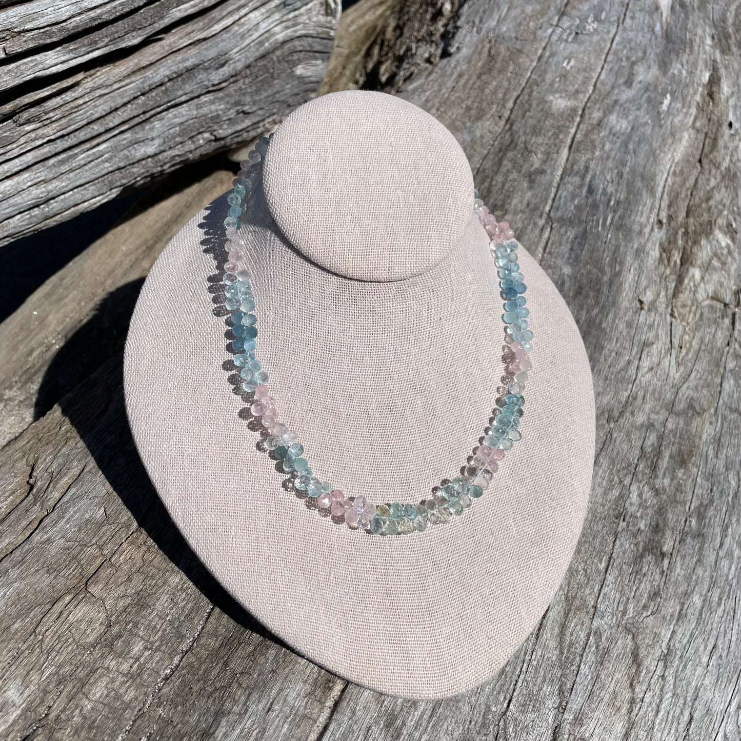Aquamarine and Beryl Droplet Necklace