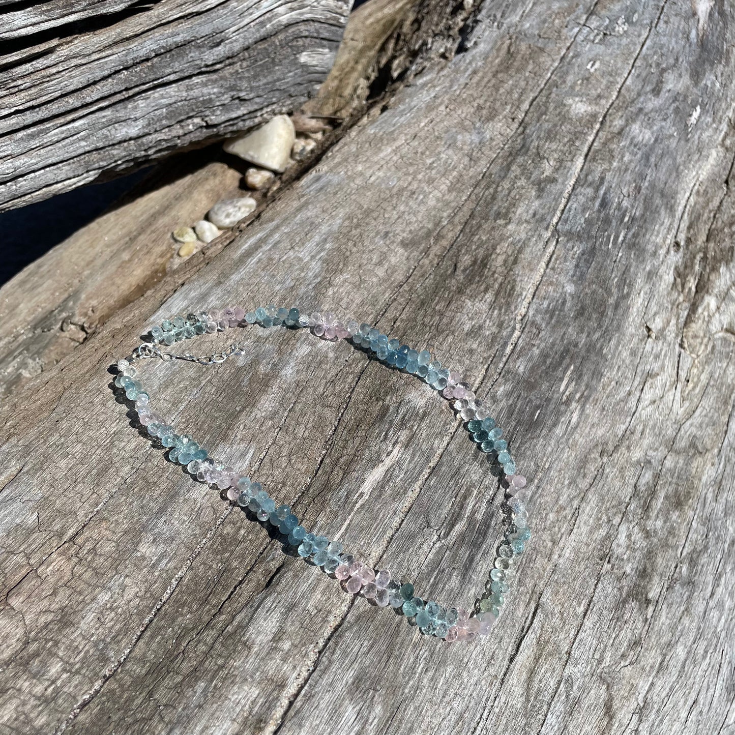 Aquamarine and Beryl Droplet Necklace